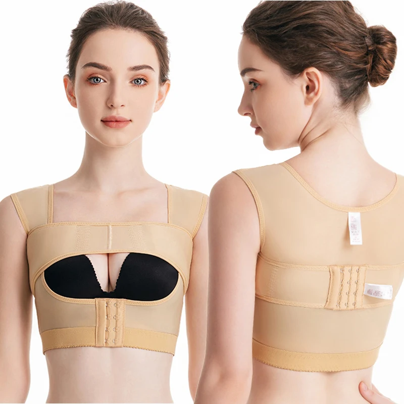 Body Shaper Women Breast Bust Push Up Bra Lady Straight Back Correction Double Buckle Bra