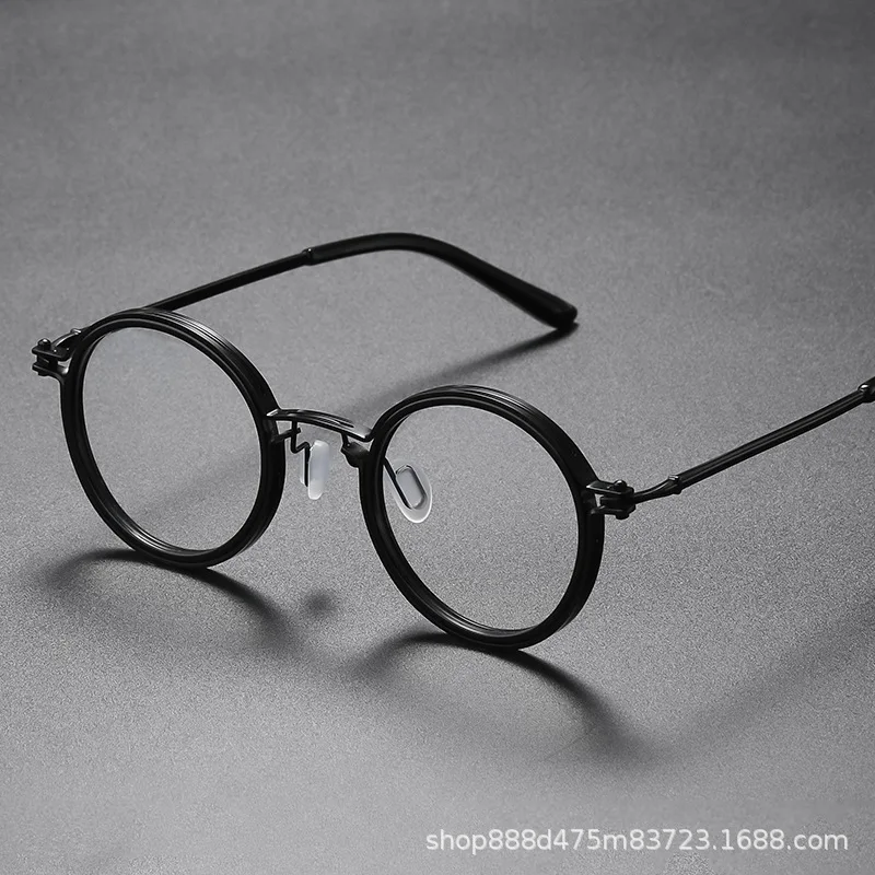 Retro Fashion Glasses Frame Male Round Frame Metal Anti Blue Light Flat Lens Wholesale Price Good Quality