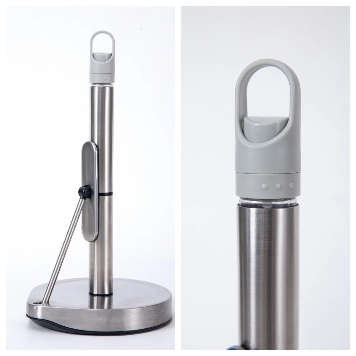 Stainless steel One handle tear kitchen paper towel holder with spray bottle-Assembly package