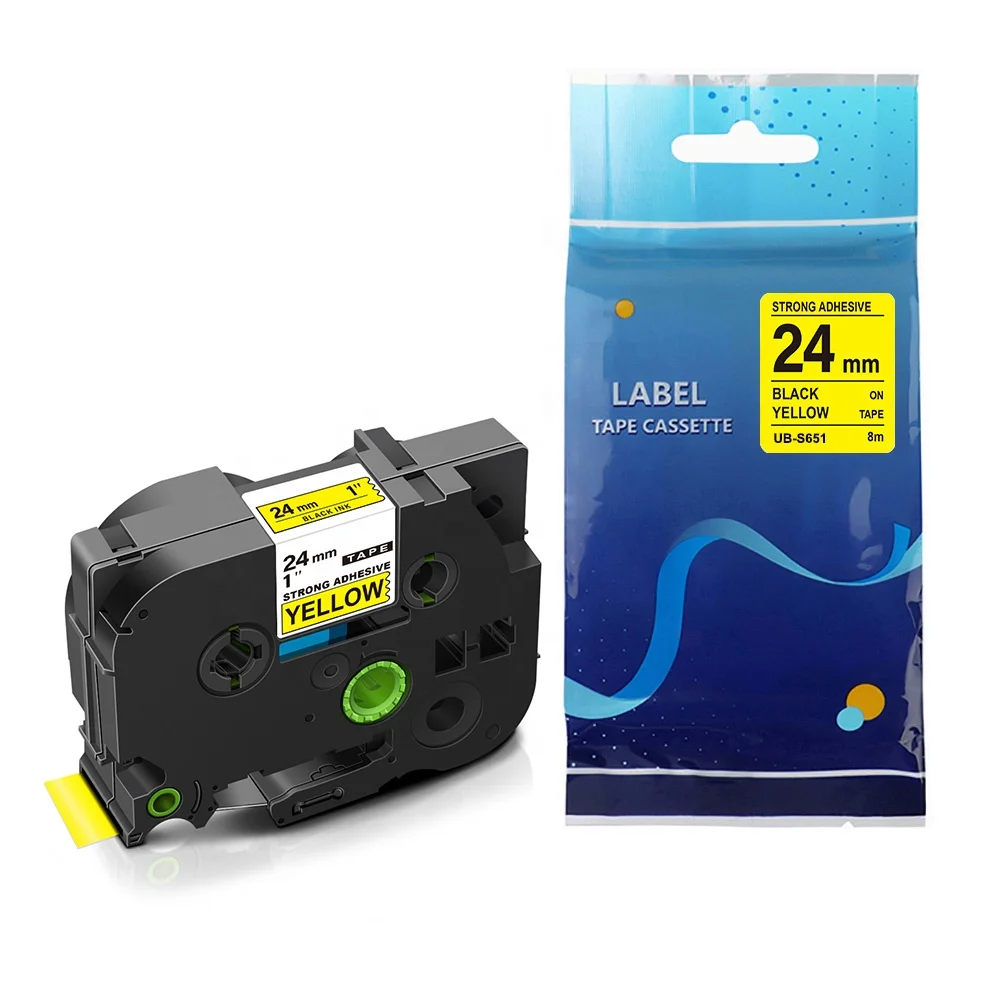 Совместимый картридж ленты ярлыка TZe-S651 TZ-S651 для brother p touch этикеток лента черный на желтом цвете 24 мм