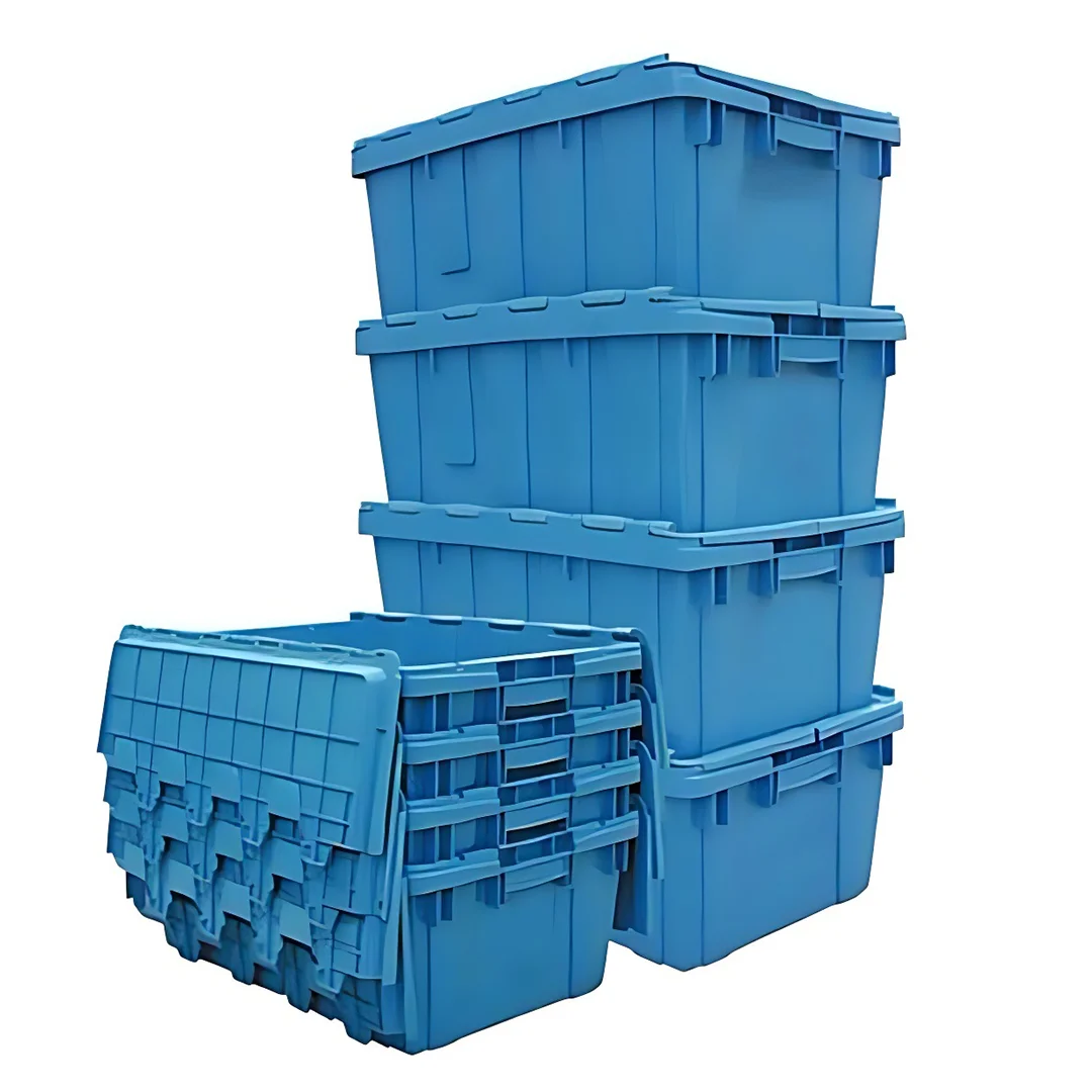 Plastic Storage Boxes 6843 Eco-friendly Pp Material Logistic Container With Dolly And Dividers Tote Box