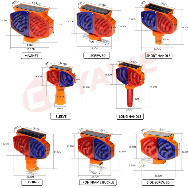 High Intensity LED Solar Traffic Signals Flashing Safety Warning Light Cone Barricade Light