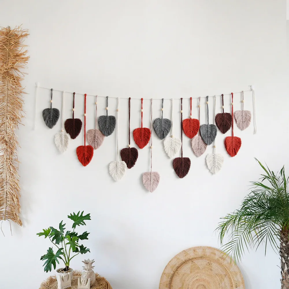 New Design Bohemian Tassel Leaf Tapestry Crochet Wall Hanging Handmade Macrame Wall Hanging for Home Decoration Background