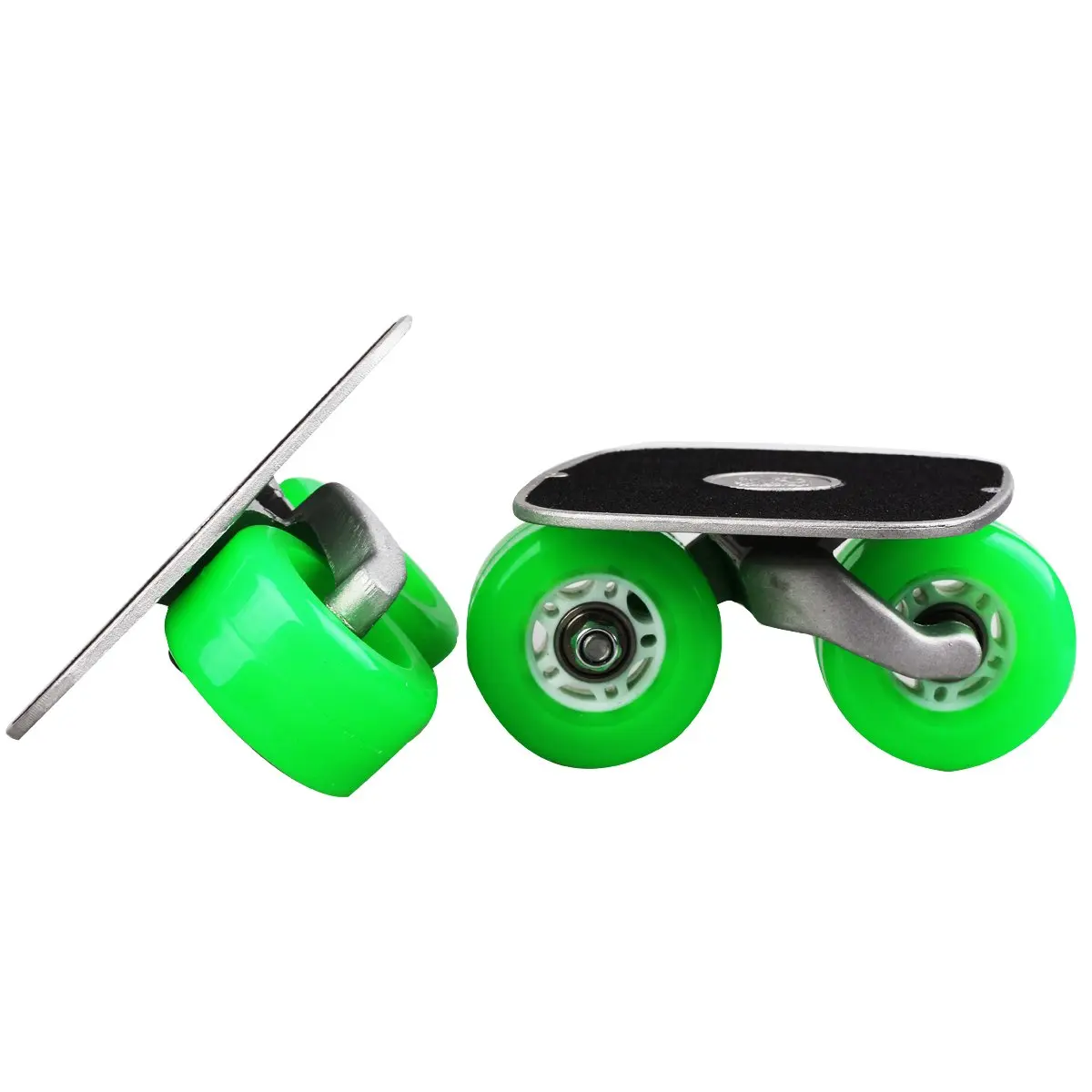 Green Portable Roller Road Drift Skates Plate Anti-Slip Board Aluminum Truck with PU Wheels with ABEC-7 608 Bearings