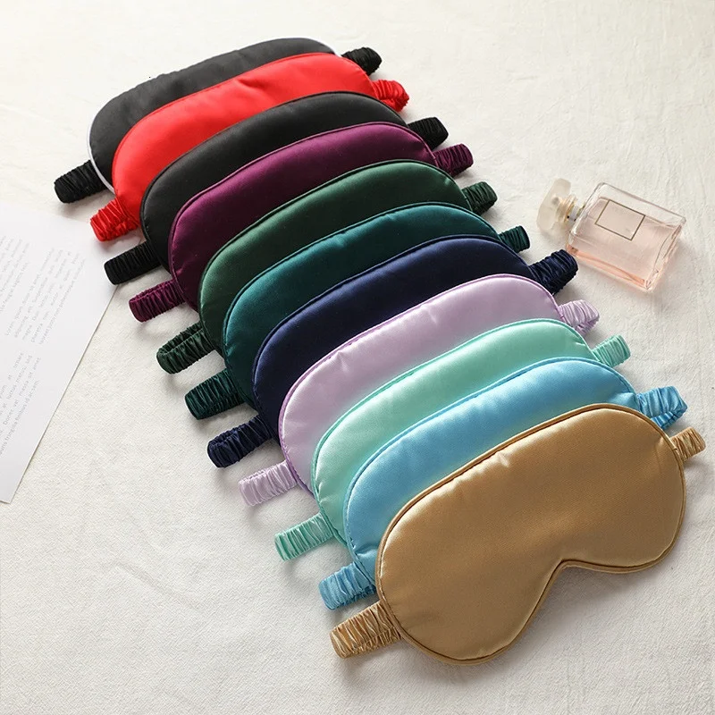 Luxury gift pouch packaging satin eye masks Travel Sleeping Eyemask for Airplane Hotel satin eyes mask