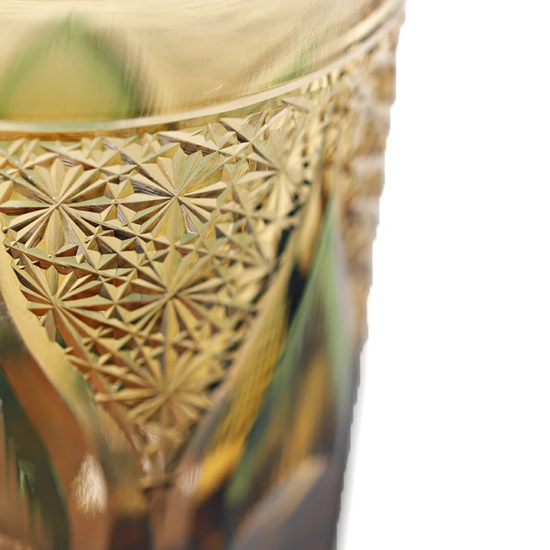 In stock Japanese Style  Hand Carved Candlelight  Pattern  250ml 8oz Drinking Glass Spirit Glass Rock Glass