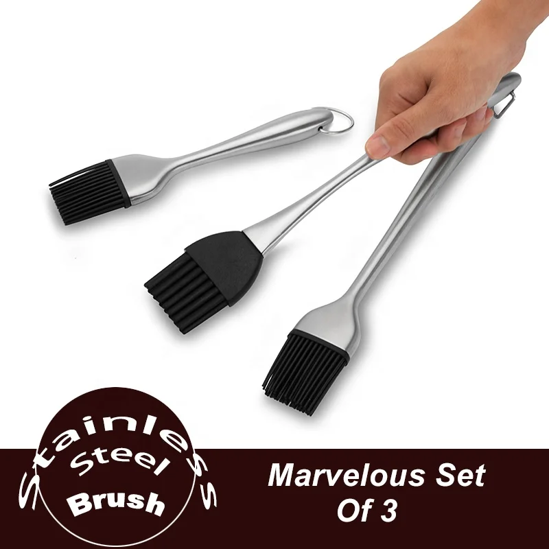 
BBQ/Grill Basting Silicone Brush and Removable Pastry Brush with stainless steel handle 