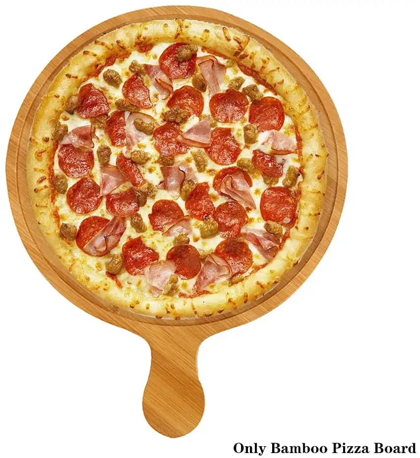 Pizza Stone With Bamboo Wood Pizza Peel For Grill Set of 2 Pizza Tool Bamboo cutting Board