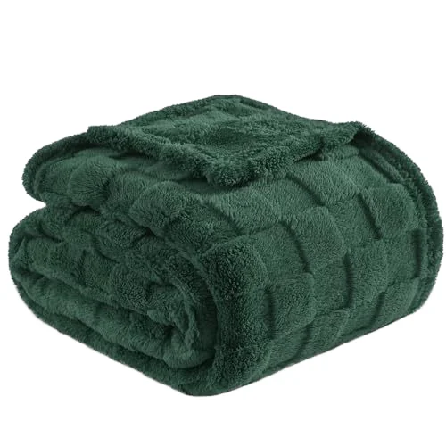 Green Checker  Throw Blanket for Couch Super Soft Cozy Blankets for Women Cute Small Fleece Blanket for Girls 50x60 Inches
