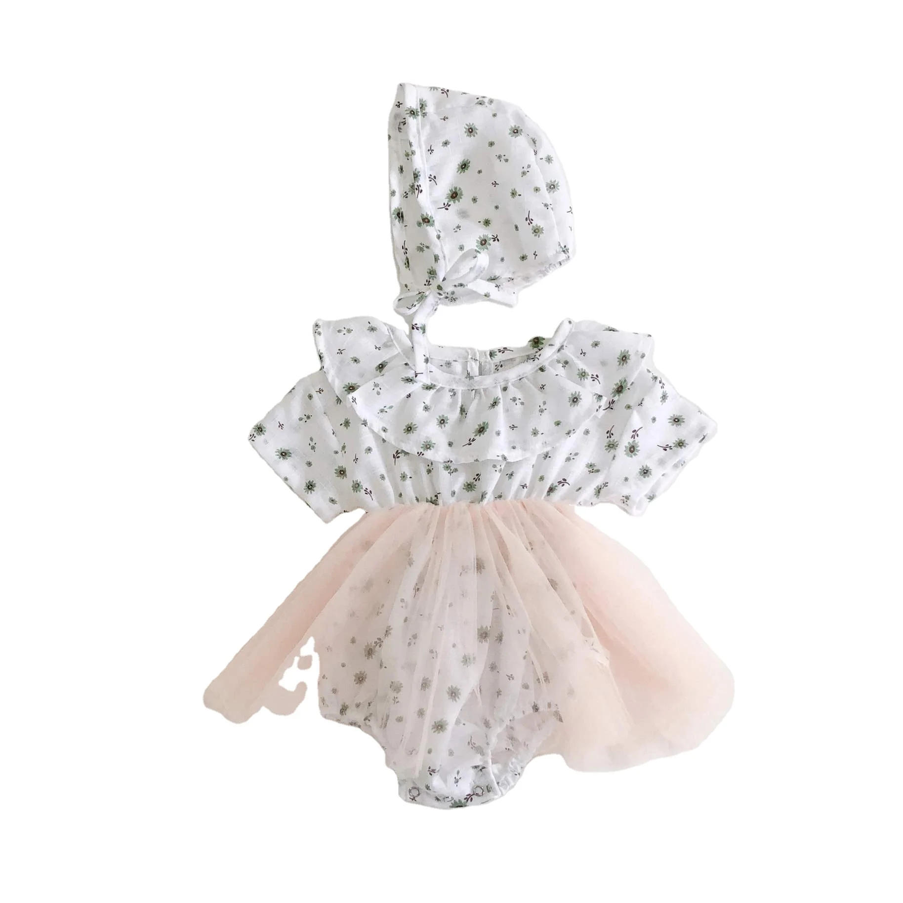 
Wedding Dress Baby Girl Baptism Print Baby Girl Dress Romper Dress Summer 