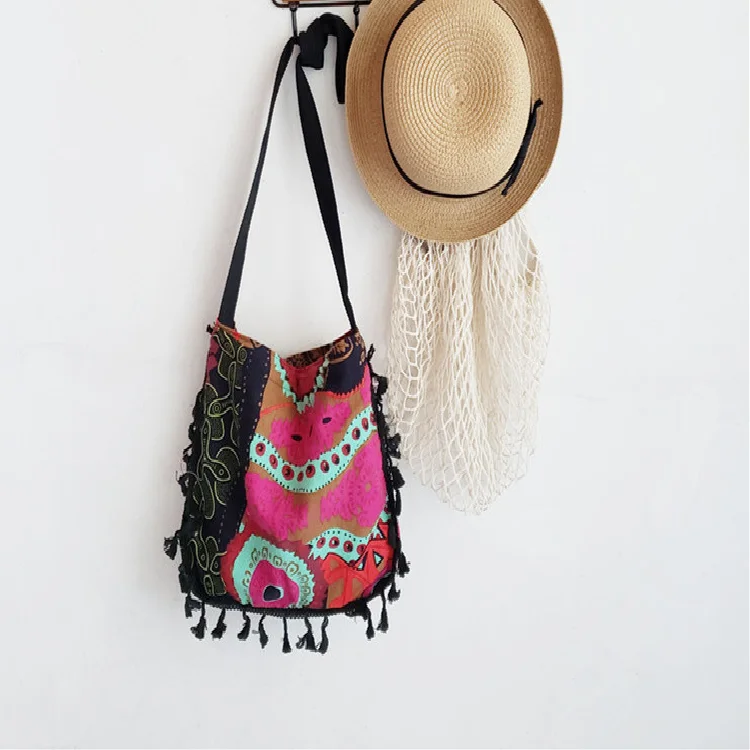 New Style vintage art Bohemian canvas bag eco friendly  cotton bag tote bag with pockets