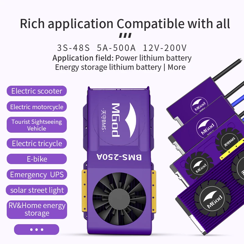 
7S 24V 500A BMS PCB Protection Board For 18650 Li-ion Lithium Battery Cell Module Over Current Protection Board Balance fan 