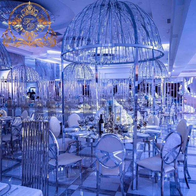 Luxury Crystal Dome Round Dining Table For Wedding