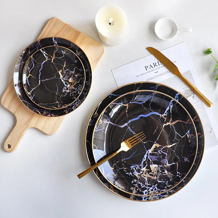 China fine bone 10.5 inch ceramic dinner plates dinnerware sets luxury