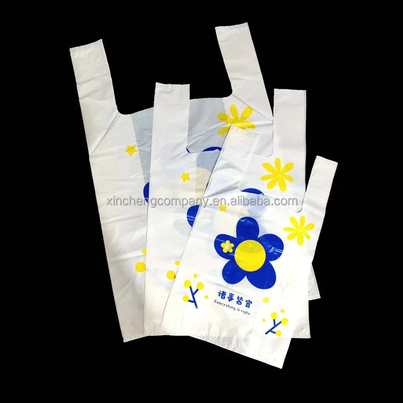 Punch Handle Corn Starch Shoppers Compostable En13432 Supermarket Door Knob Carrier Grocery Biodegradable Plastic Carry Bags