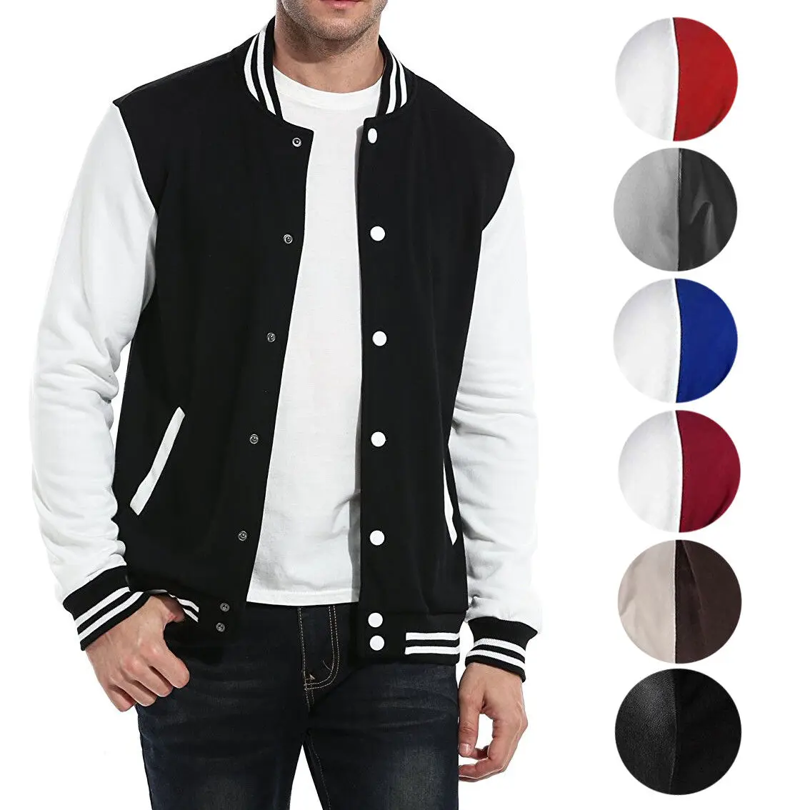 Custom Street Wear Logo Patches Baseball Jacket Truckers Letterman Base Ball Custom Leather Varcity Varsity Jacket For Men