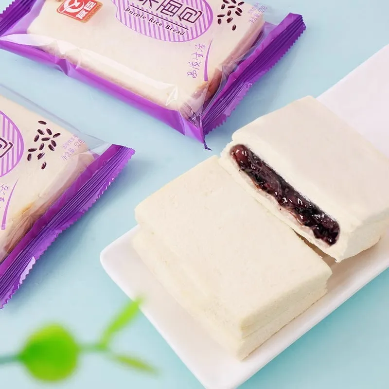 breakfast grain snacks purple rice filling squishy bread mochi cake chinese bread Sandwich bread
