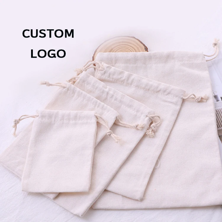 Eco Friendly Cotton Cheap Custom Tote Drawstring Packaging Bag, Drawstring Bag Packaging
