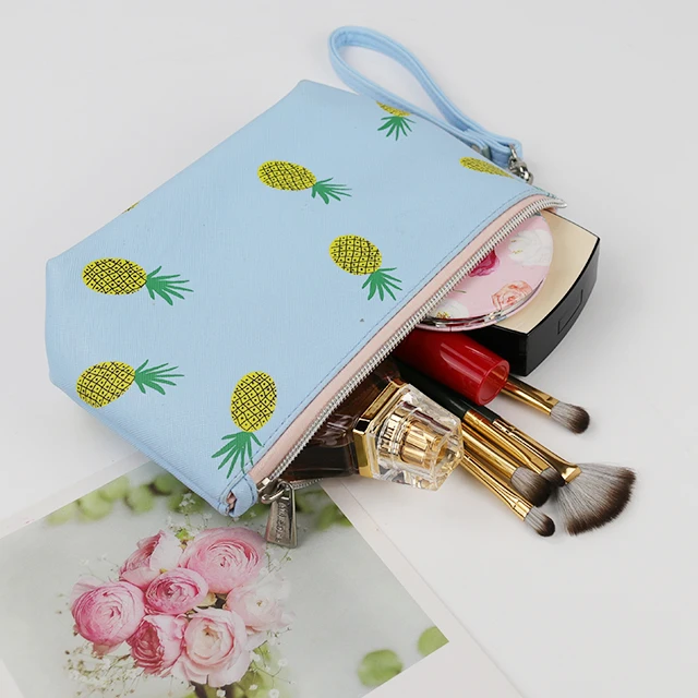 Custom Logo Cosmetic Brush Holder Portable Fruit Pattern Makeup Travel Bag For Women