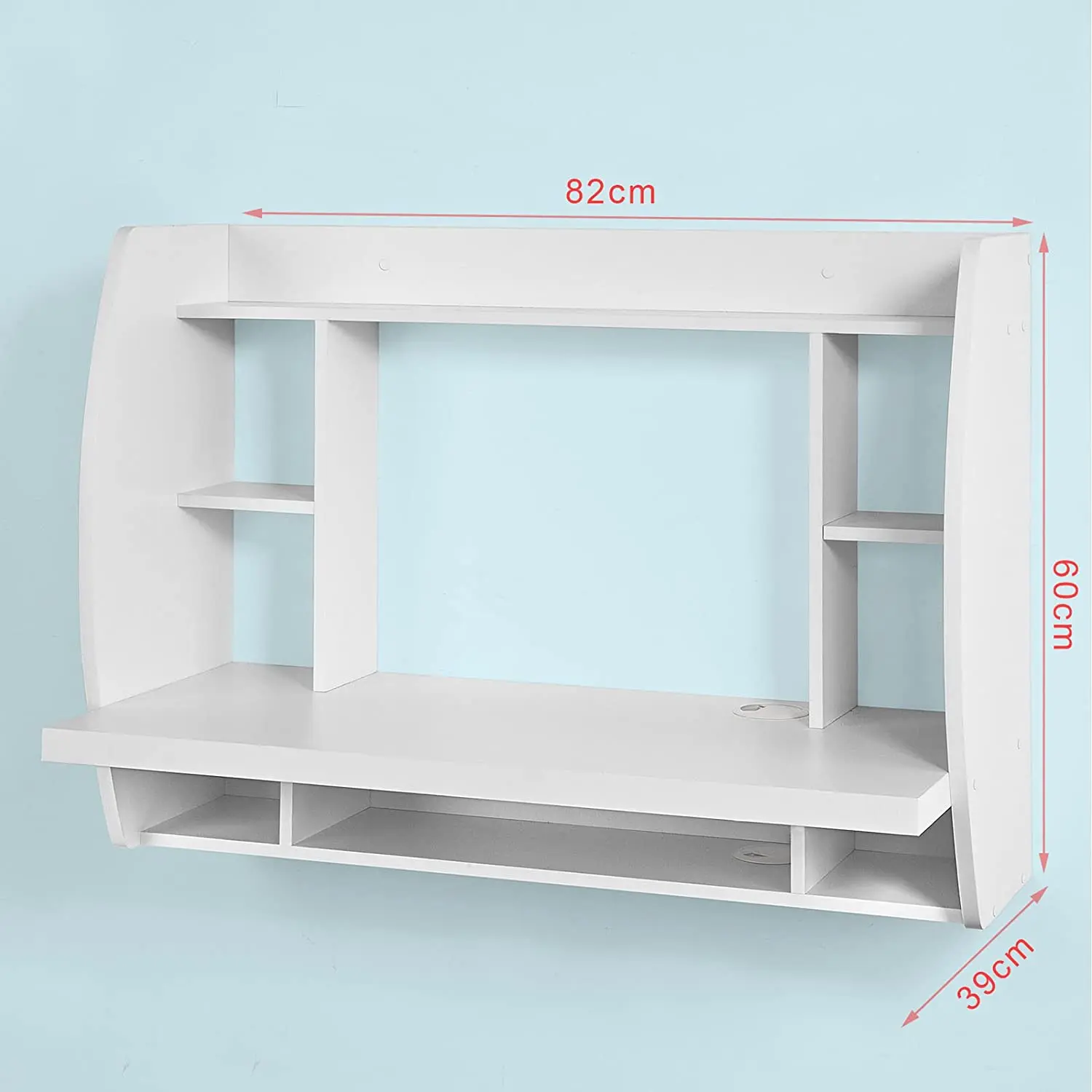 LW20132 Floating Wall Mounted MDF Computer Desk with Bookcase