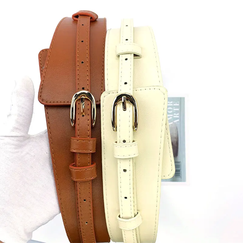 Custom Women Wide PU Leather Belt Ladies Corset Strap Adjustable Metal Buckle Coat Waist Belt for Dresses