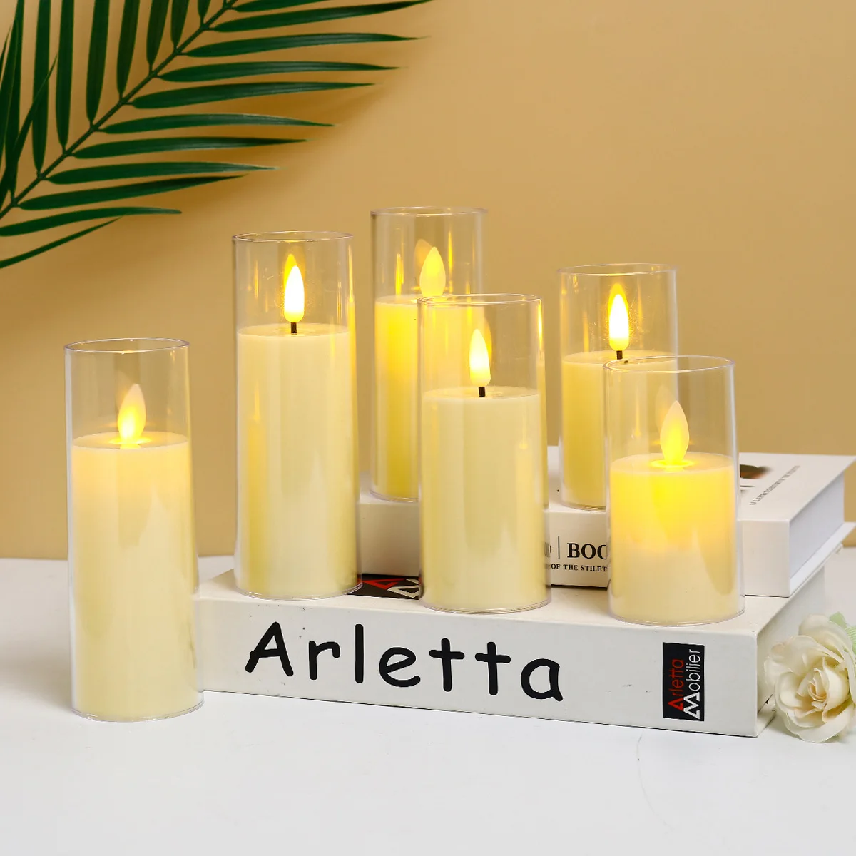 Clear Tube Remote Control Candles Light Flameless Battery Operated Led Plastic Pillar Candle For Home Birthday Party Decor