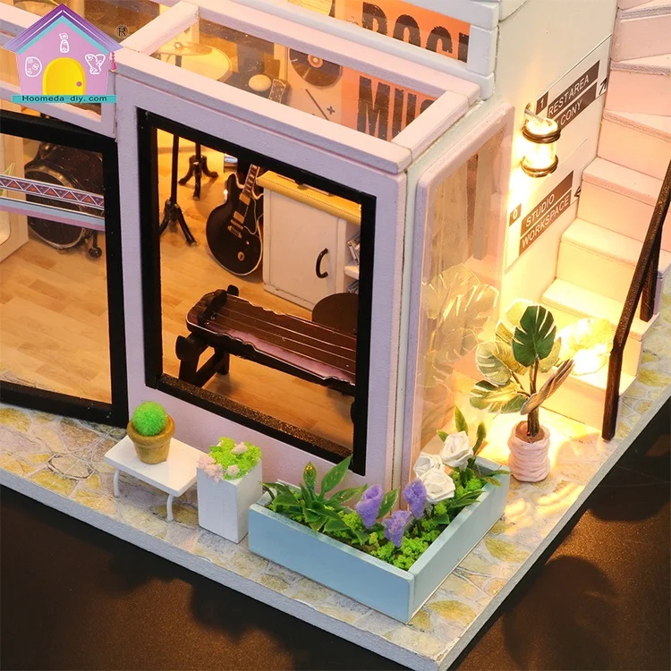 Hongda M903 Houguang Studio Mini Dollhouse Miniature Doll House Wooden Diy Dollhouse Kit for Girls