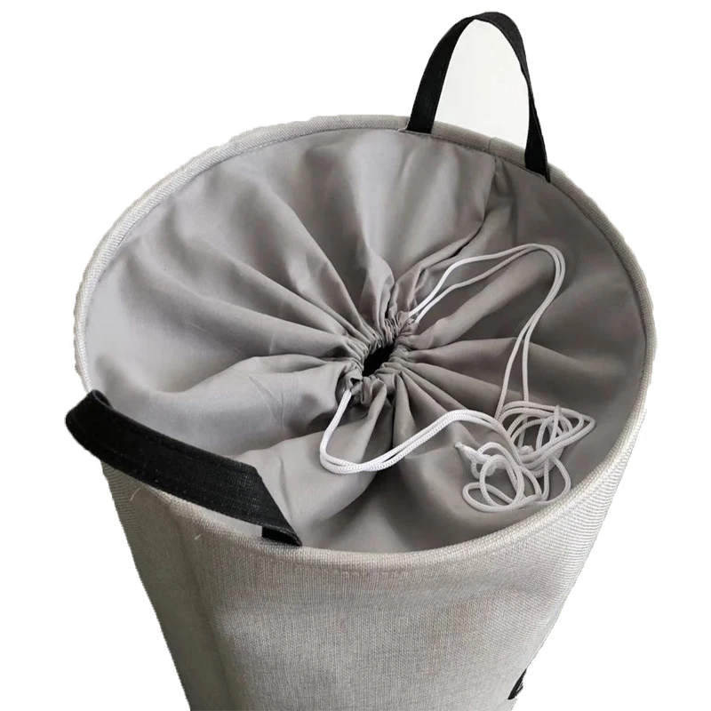 Folding Waterproof Fabric Cotton Canvas Laundry Baskets With Handle For Dirty Clothes Sundries