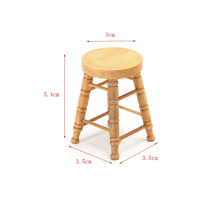 1:12 Scale Wooden Furniture Oak Stool Doll House Miniatures WL043
