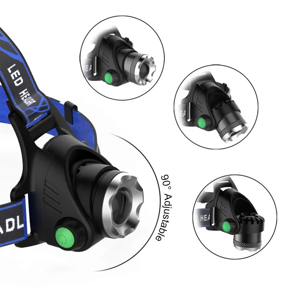 
Rechargeable Battery Power Source High Beam Head Torch Light LED Waterproof Head Lamp Light 
