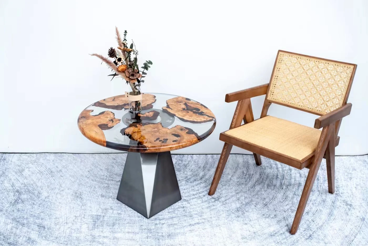 Chinese fir burl Clear Resin Epoxy Wood River Table Cunninghamia Art Wood Resin River Dinning Table