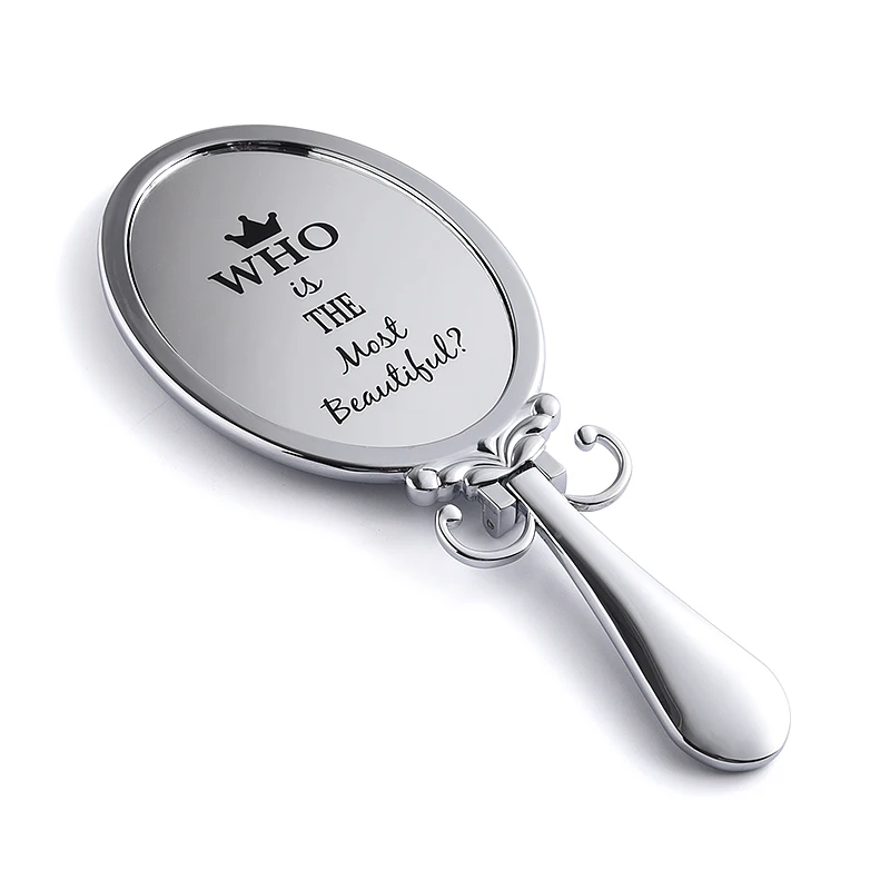 Овальная Форма Серебряный цвет блестящая поверхность ручной магический макияж логотип компактное зеркало