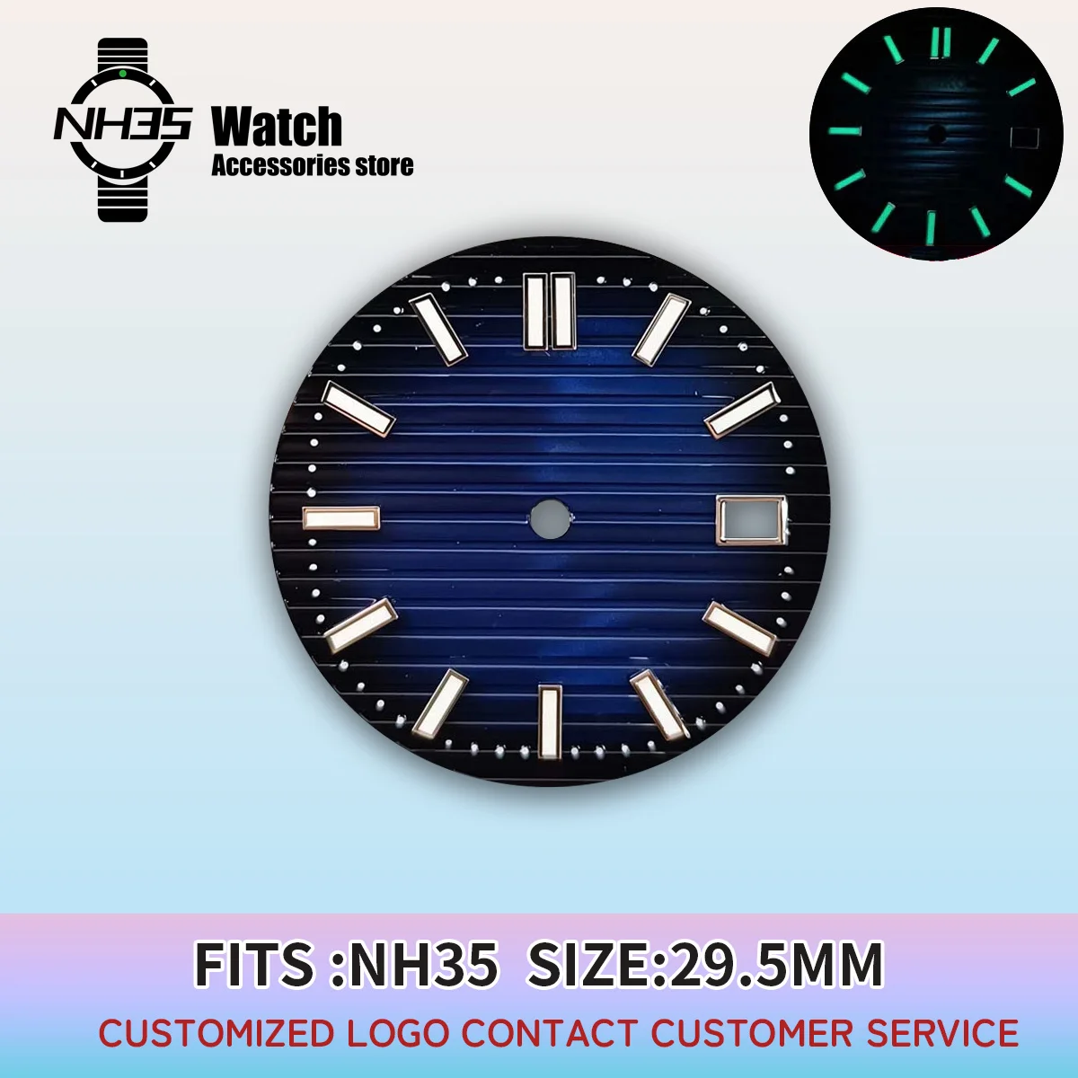 NH35 Dial for Seiko Nautilus Case 29.5mm Fit NH35A Automatic Movement Support Custom LOGO Green Luminous Blue Black Color Watch