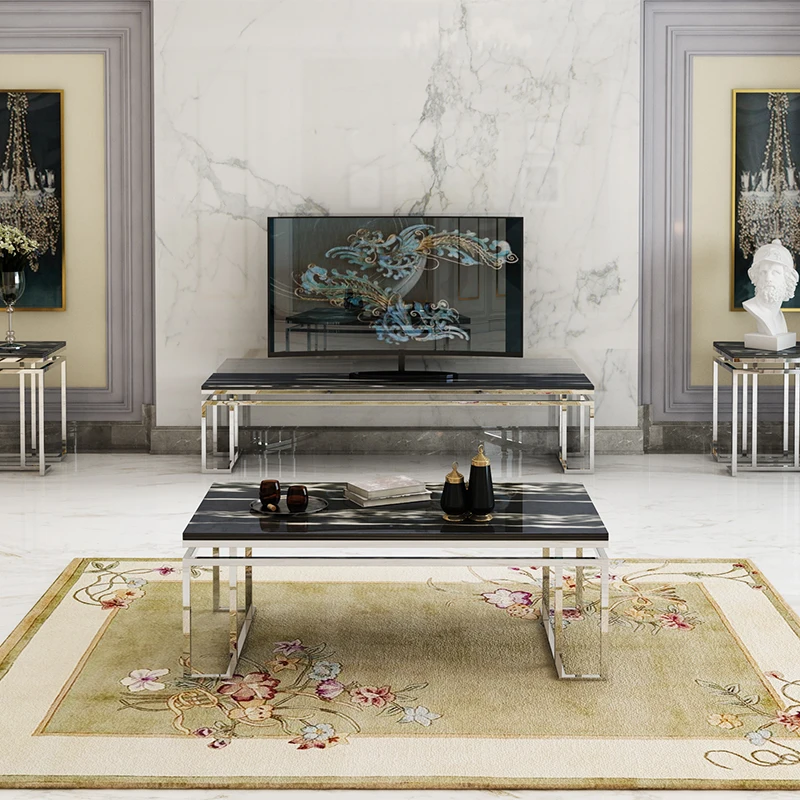 Modern marble top tv stand furniture living room metal leg for living  design