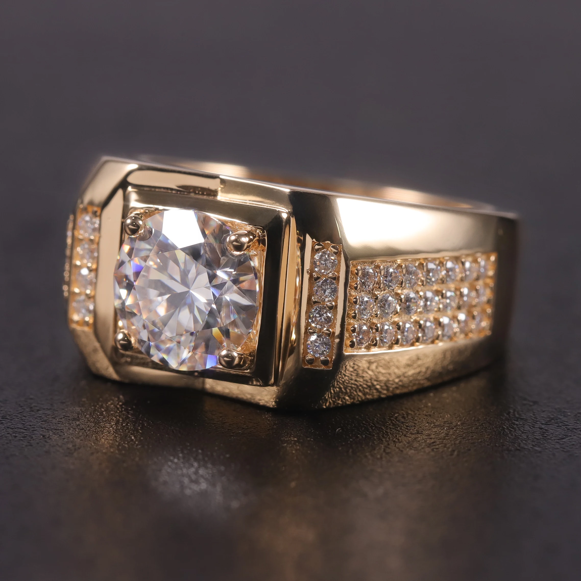 M80A Abiding Latest Gold Finger Ring Designs Engagement GRA Certificate Moissanite Diamond AU750 18K Solid Gold Mens Ring