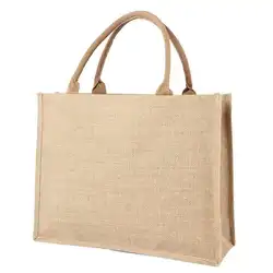 Custom Logo Big Capacity Jute Shopping Bags Linen cotton Handbag Advertising Packaging beach canvas Tote Bags for women