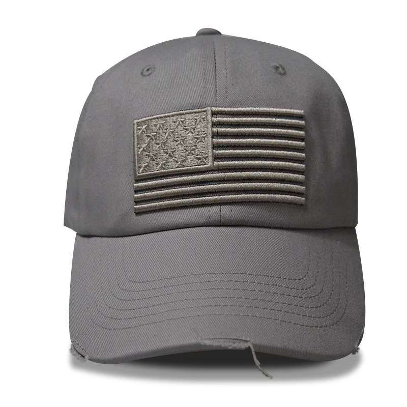 
Wholesale Distressed USA Flag Dad Hat Baseball Soft Panel Dad Caps With USA Flag 