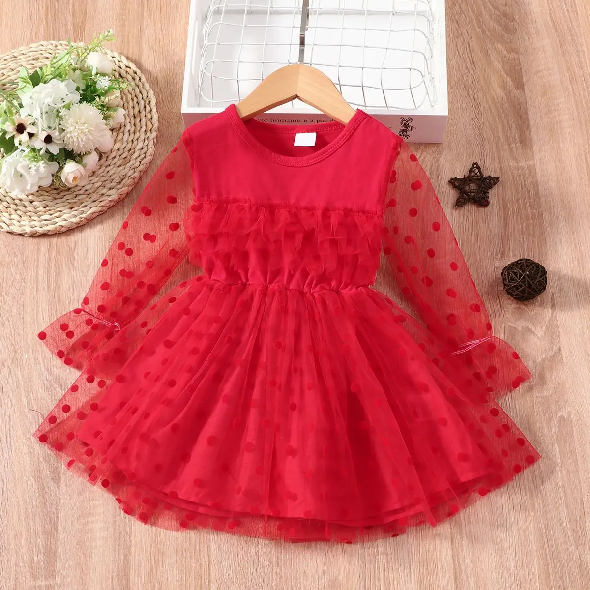 Amazon Summer New Girls Dress Baby Toddler Dot Mesh Piece Dress 0-3Y Toddler Girl  Princess Dress