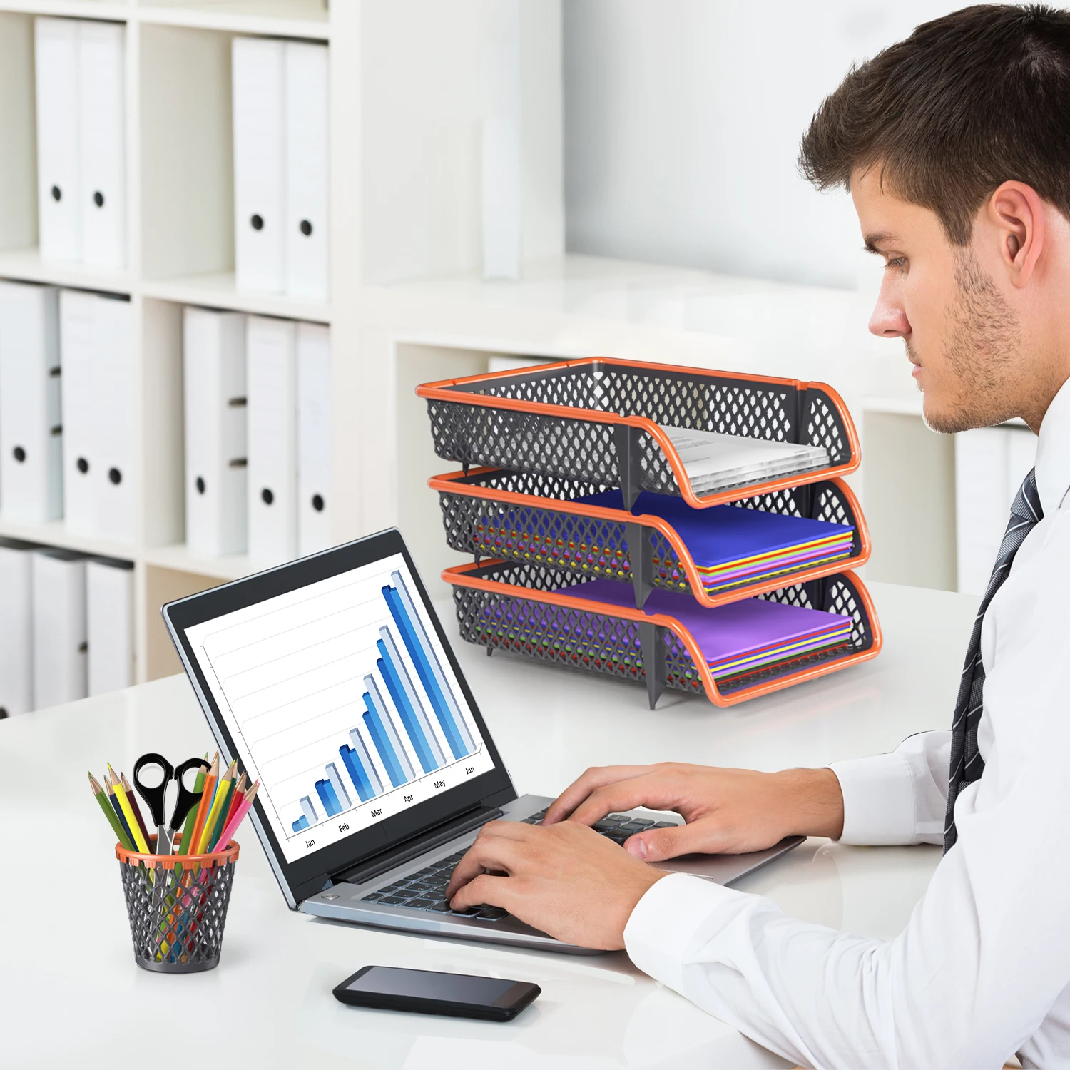 Home Decoration Modern Luxury Funny Morden Mesh Round Desktop Storage Series Stationery Organizer Pen Holder