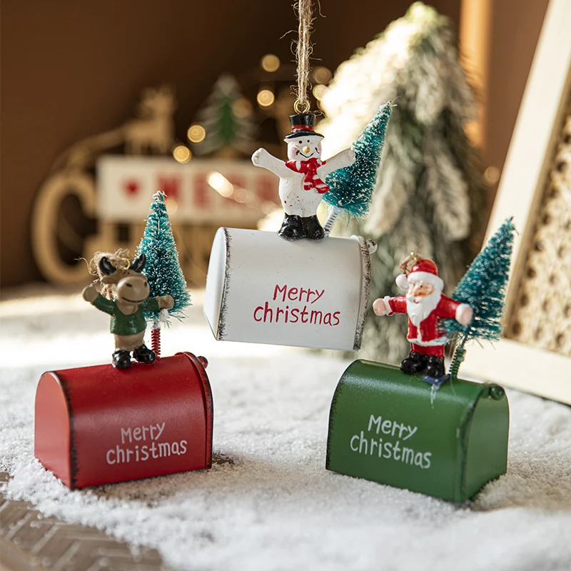 Navidad Natal Gifts Christmas Tree Christmas Santa Claus Email Iron Art Painting Decoration Pendant Holiday Decoration