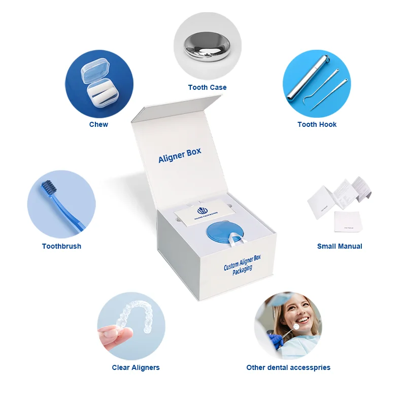 Custom Handmade Magnet Invisible Brace Orthodontic Aligner Packaging Magnetic Customized Cardboard Rigid Box For Dental Aligners