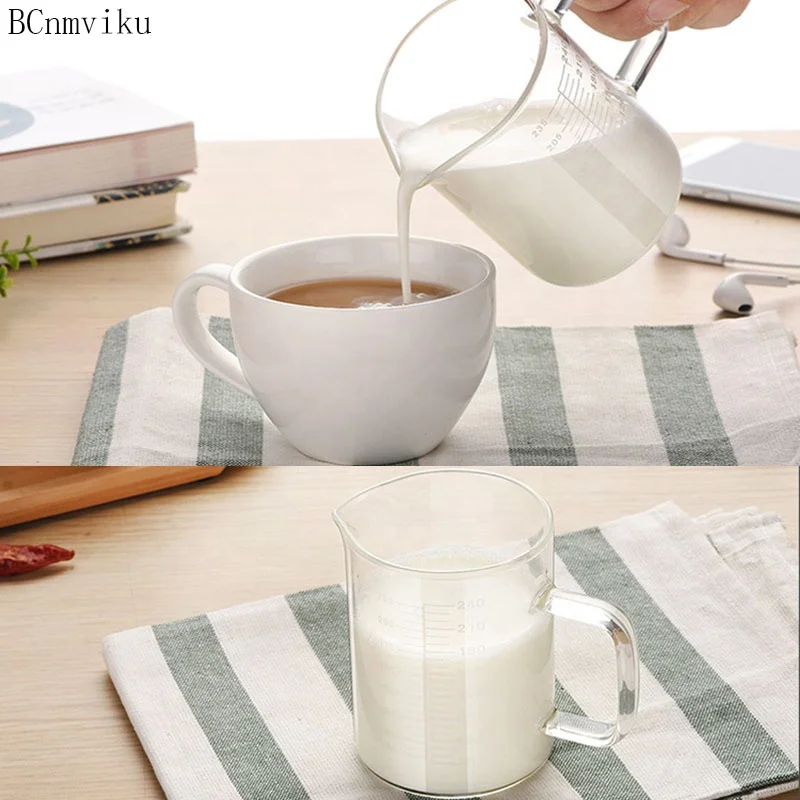 BCnmviku Eco-Friendly 240ML Single Spout Measuring Caffeine Beaker Mug High Quality  High Borosilicate Glass Measuring Cup