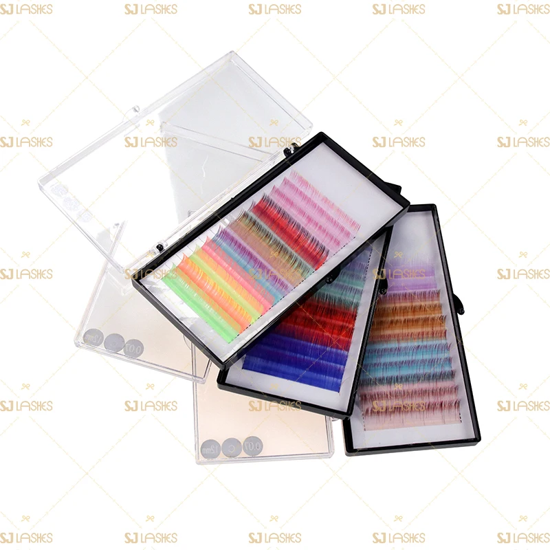 Volume Color Mink Lash Extensions J Curl Lash Extension Trays Handmade 0.15mm Natural False Eyelashes CD Cleanser Included