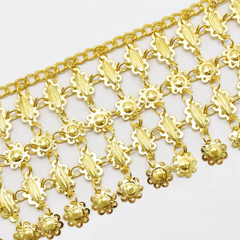 Fashion Gold Plated Flowers Tassel Waist Chain Belly Turkish Gypsy Body Chain Dance Jewelry Bohemian Vintage Accessories