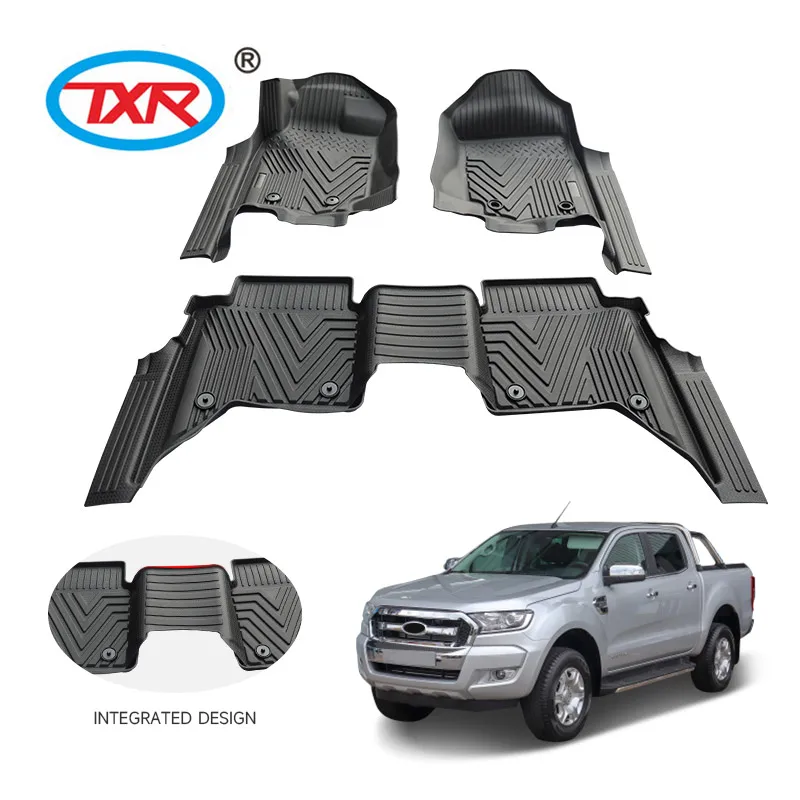 auto durable easy cleaning Trunk Mat car accessories 3D Plastic vehicle TPE car floor mats floor line for  ford ranger T8 T7 T9