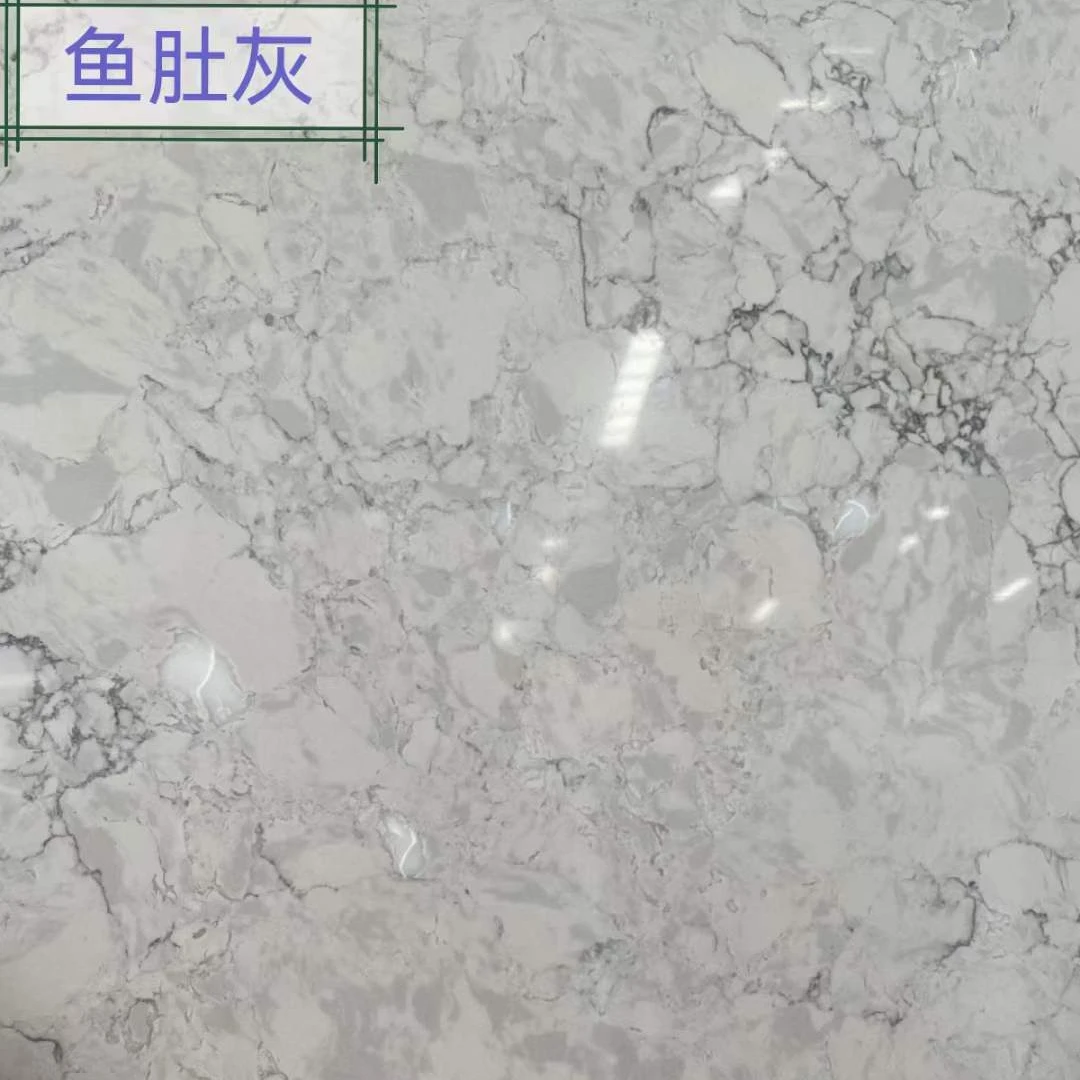 Factory Direct Sale Artificial Stone Fish Belly Grey Marble Slab Cut to Size