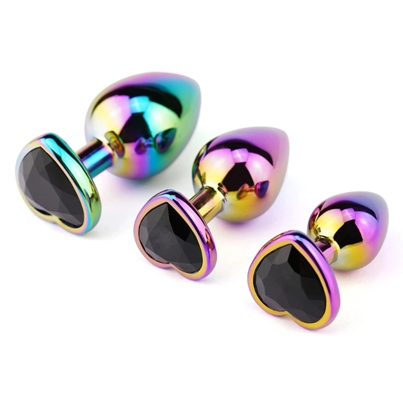 Rainbow Heart Shaped Jewelry Butt Plug Erotic Penis Insert Plugs Adult Party Sex Toys Ass Vagina Metal Anal Plug