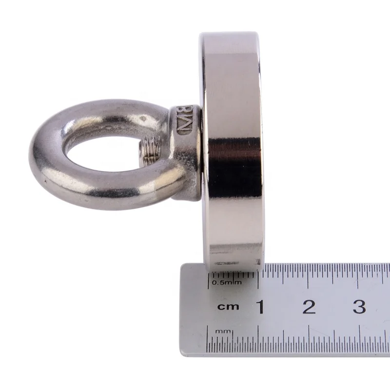 Hot sale Top Sale Silver Fishing Magnet 80KG Vertical pull-force D48mm Neodymium Magnetic Steel Cup Recovery Metal Hunting
