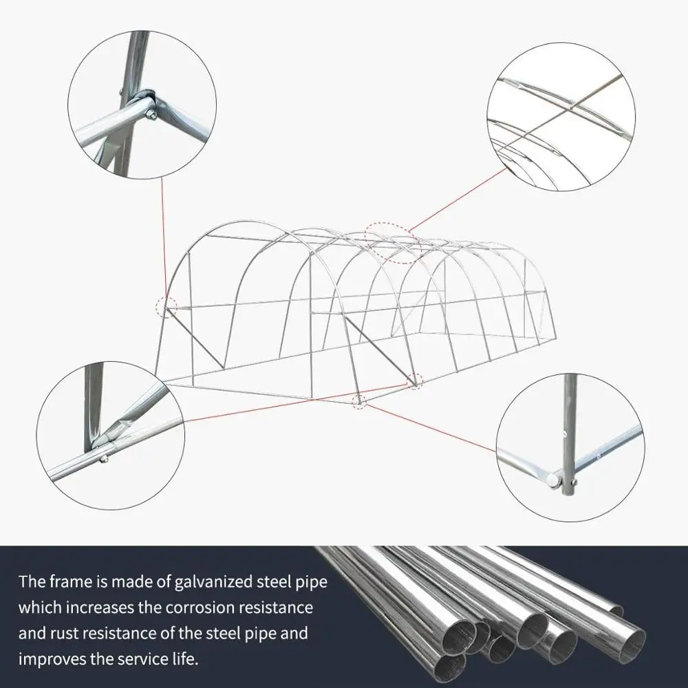 Белая полиэтиленовая туннельная теплица 8x3x2 м