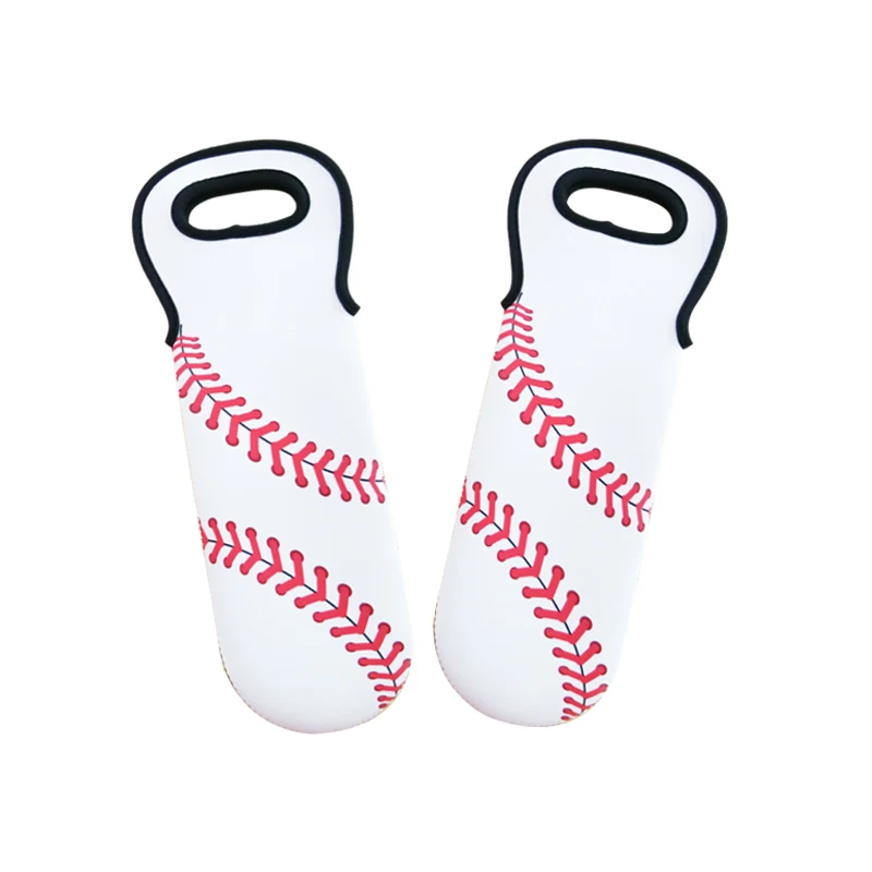 Baseball Style Wholesale Custom Pattern logo Neoprene 750ml Wine Bottle Holder for Party